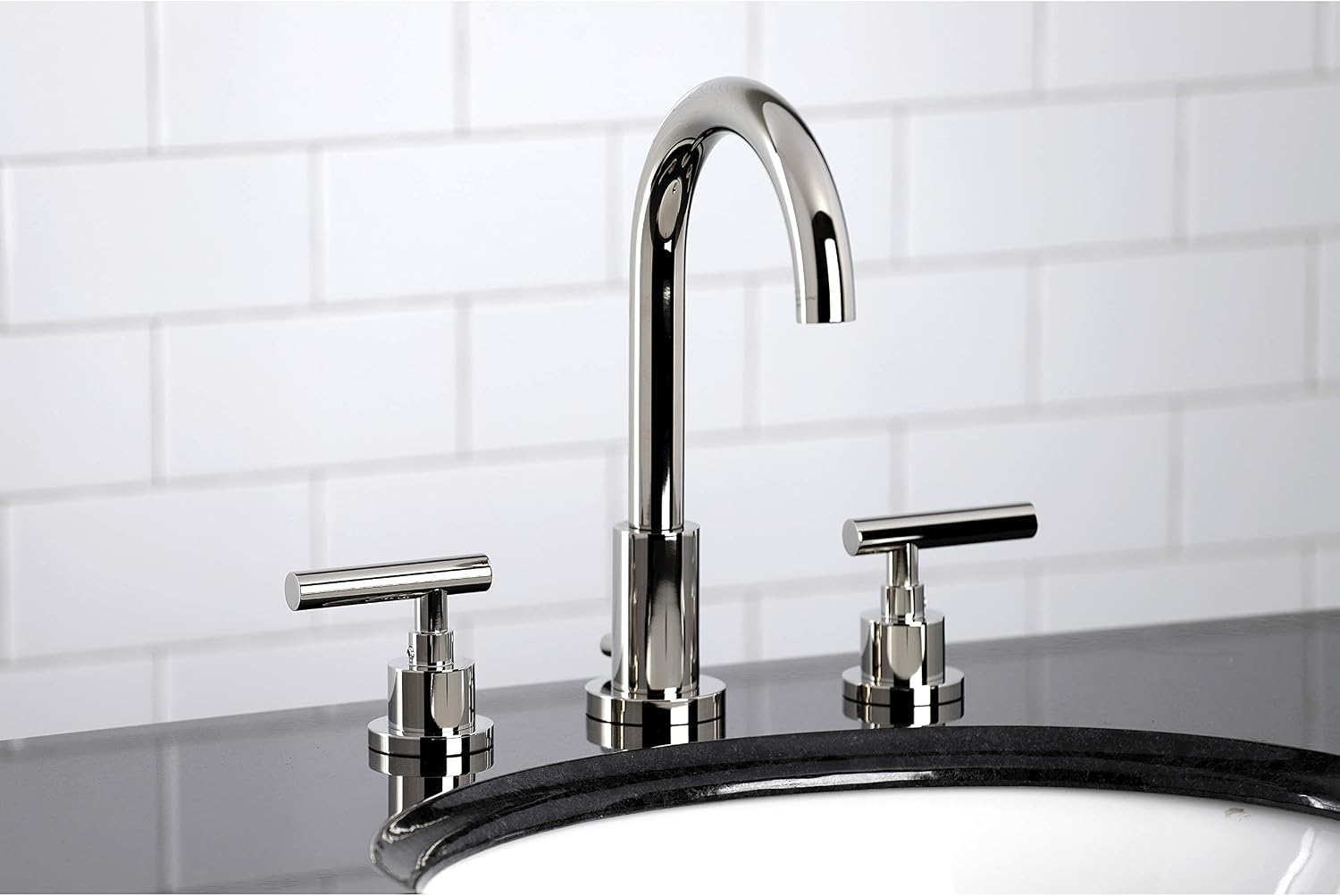 Kingston Brass FSC8929CML Manhattan Widespread Bathroom Faucet with Pop-Up Drain, Polished Nickel
