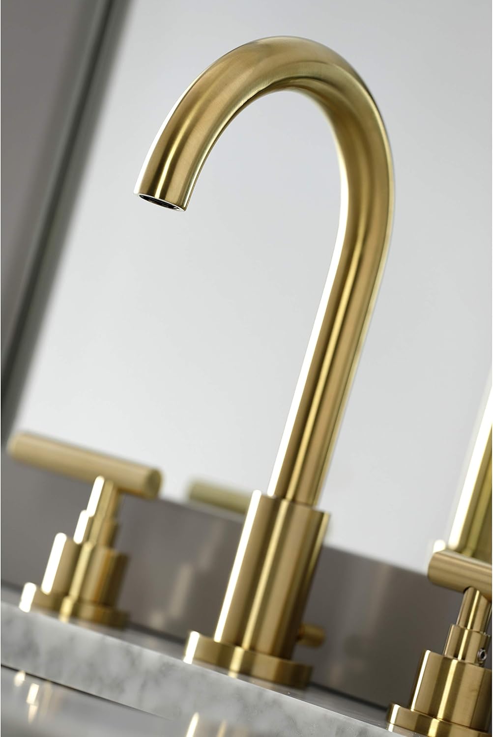 Kingston Brass FSC8923CML Manhattan Widespread Bathroom Faucet Pop-Up, Brushed Brass, 10.06 x 5.38 x 2.5
