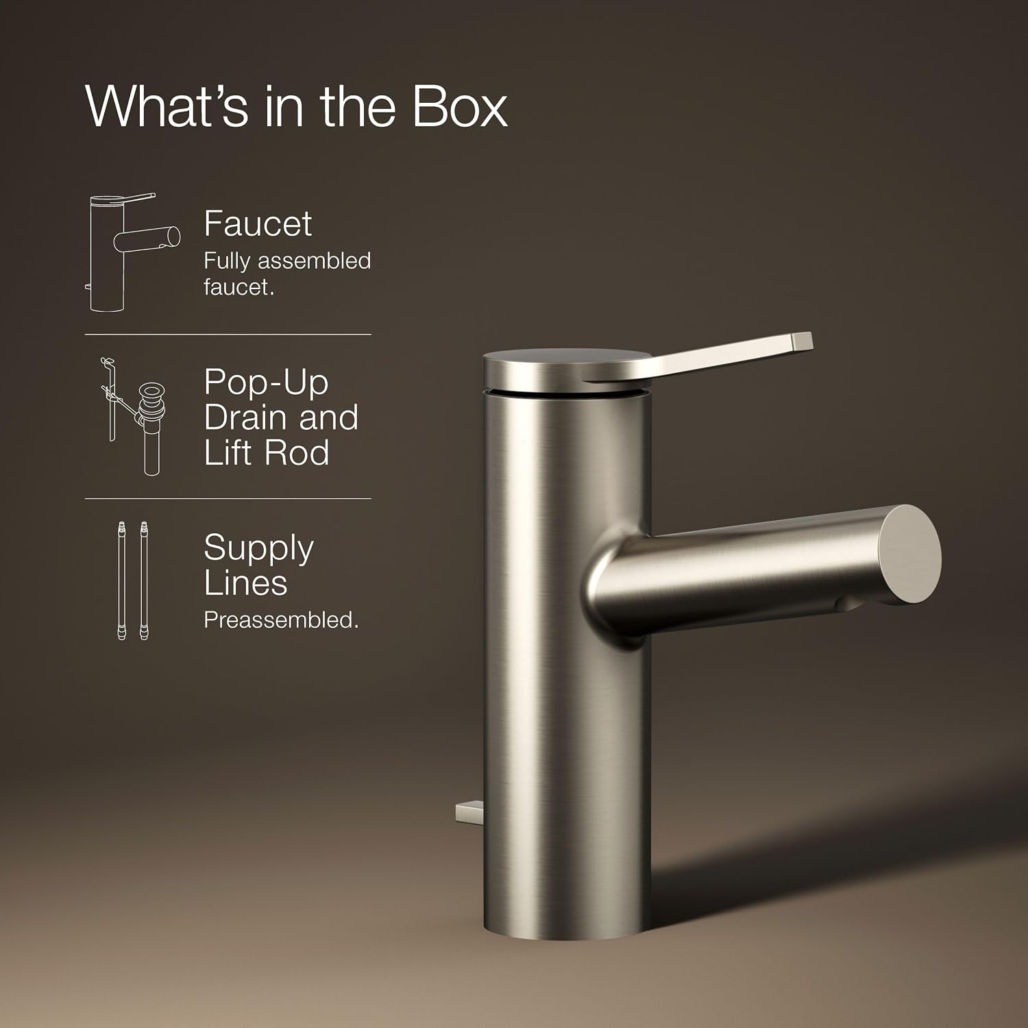 Kohler 99491-4-BN Elate® Single-Handle Bathroom Sink Faucet, 1.2 gpm, Vibrant Brushed Nickel