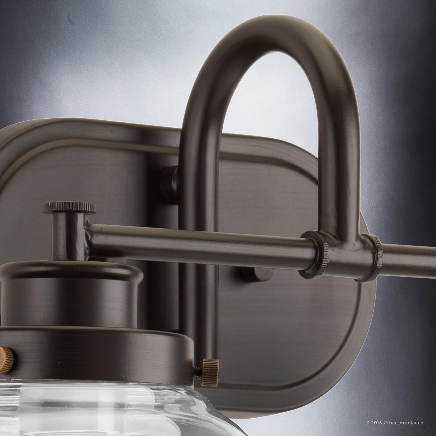 Urban Ambiance Luxury Industrial Chic Bathroom Vanity Light, Medium Size: 11.25' H x 16.25' W, with Art Deco Style Elements, Olde Bronze Finish, UHP2537, Nottingham Collection