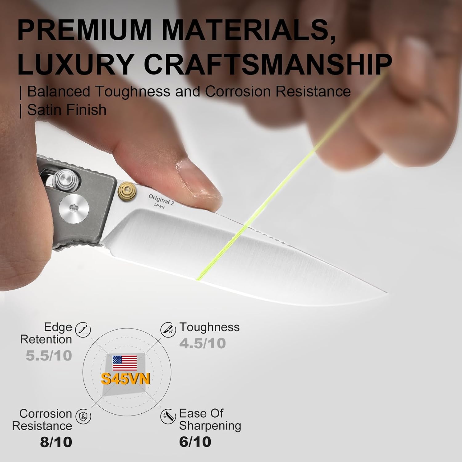 Kizer Original 2 EDC Pocket Knife, 3.17' S45VN Modified Drop Point Folding Knife with Titanium Handle, Thumb Stud Opener Clutch Lock, for Camping Hiking Fishing Ki3605.2MA1
