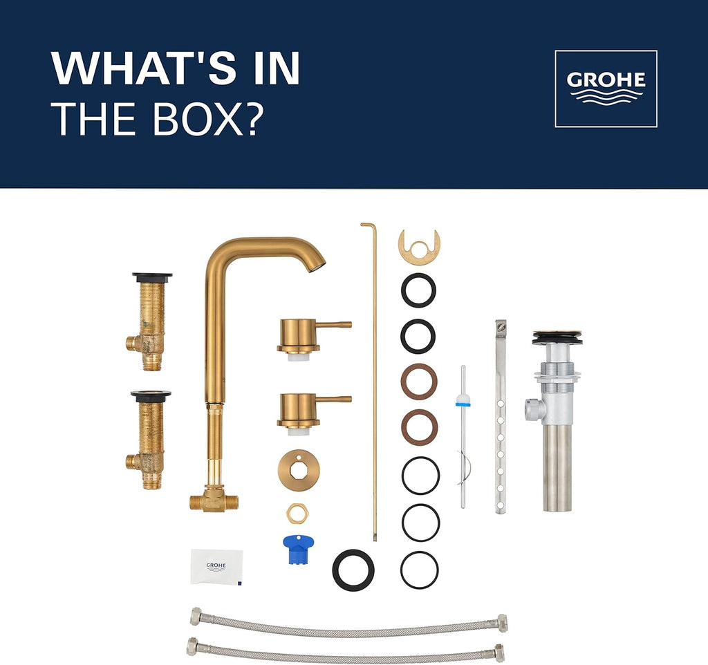 GROHE 20297ENA Essence, 8-inch Widespread 2-Handle M-Size Bathroom Faucet 1.2 GPM, Brushed Nickel