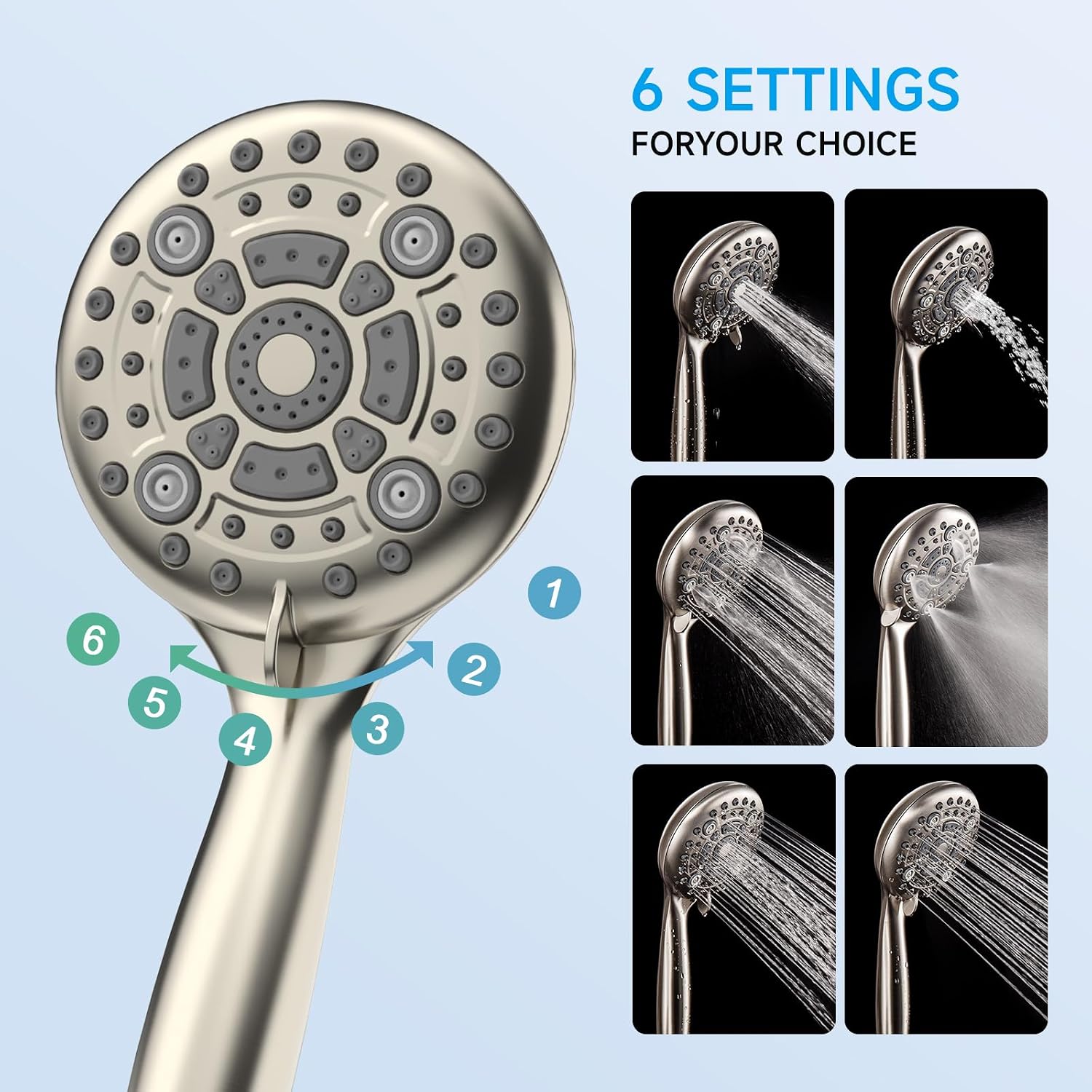 EMBATHER Shower Faucet Sets - Overhead Rain Head Shower System with High Pressure Handheld Complete Combo and Mixer Valve Trim Kit - Brushed Nickel Rainfall Shower Fixture for Luxury Bathroom