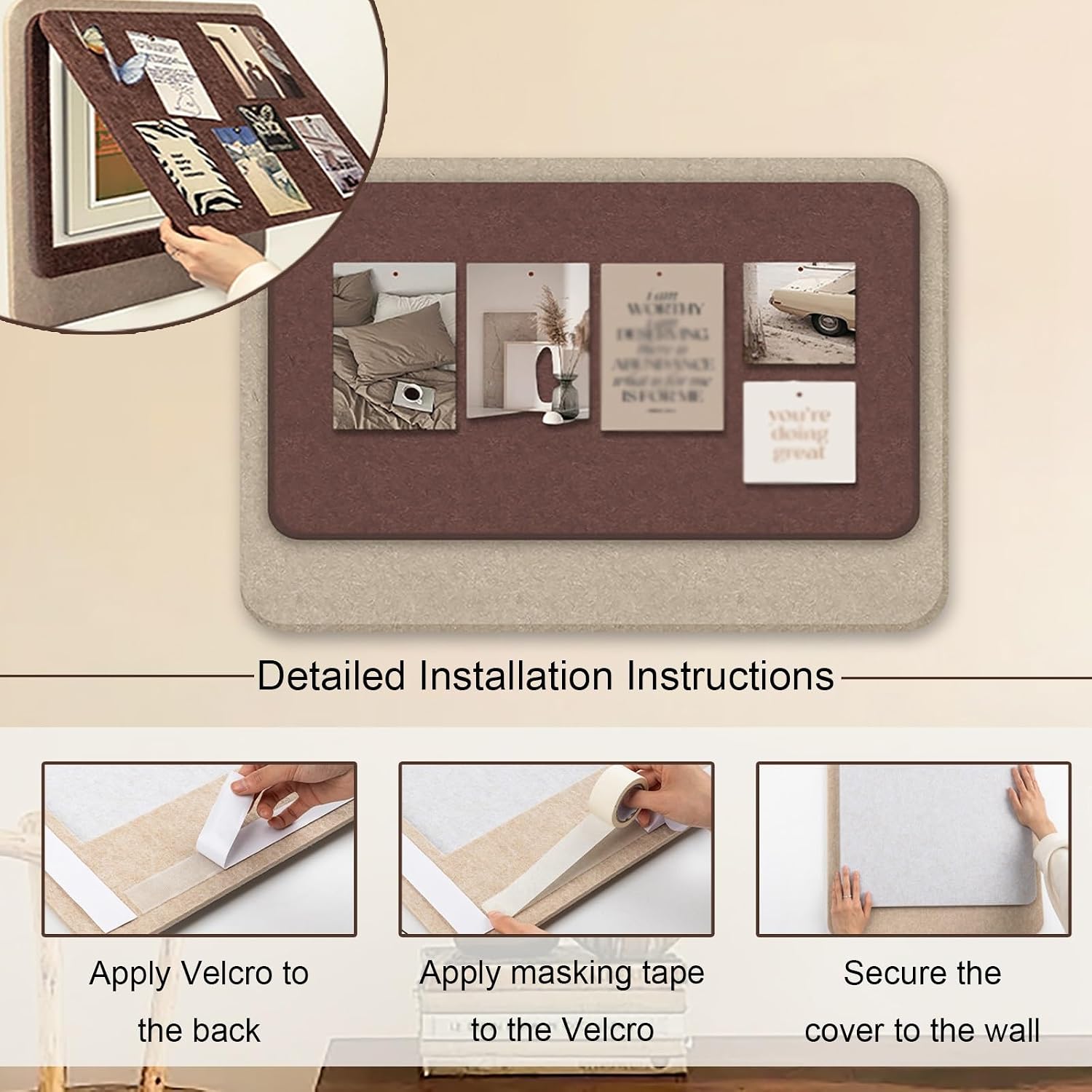 Wall Mounted Electrical Panel Cover, Decorative Meter Fuse Box Cover, Felt Board Panel Protective Lid, Flip-Up Design, Wide Range of Applications(Red,58 * 75cm/22.8 * 29.5in)