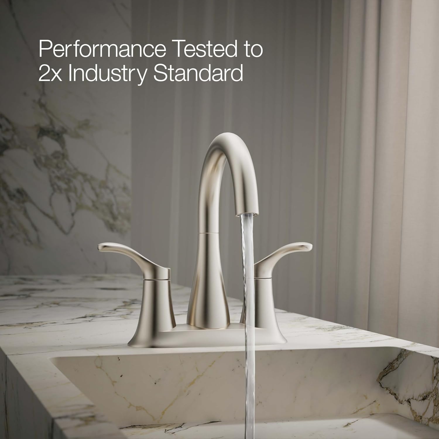 KOHLER K-27388-4K-BN Simplice® Centerset Bathroom Sink Faucet, Two Lever Handles and Clicker Drain, Bathroom Faucets, 1.0 GPM, Vibrant Brushed Nickel