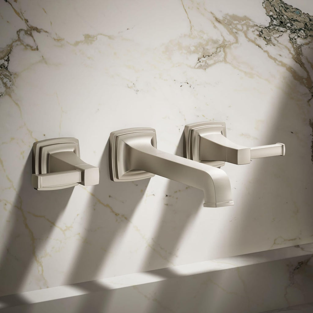 Kohler T26432-4-BN RIFF® Widespread wall-mount bathroom sink faucet trim, Vibrant Brushed Nickel