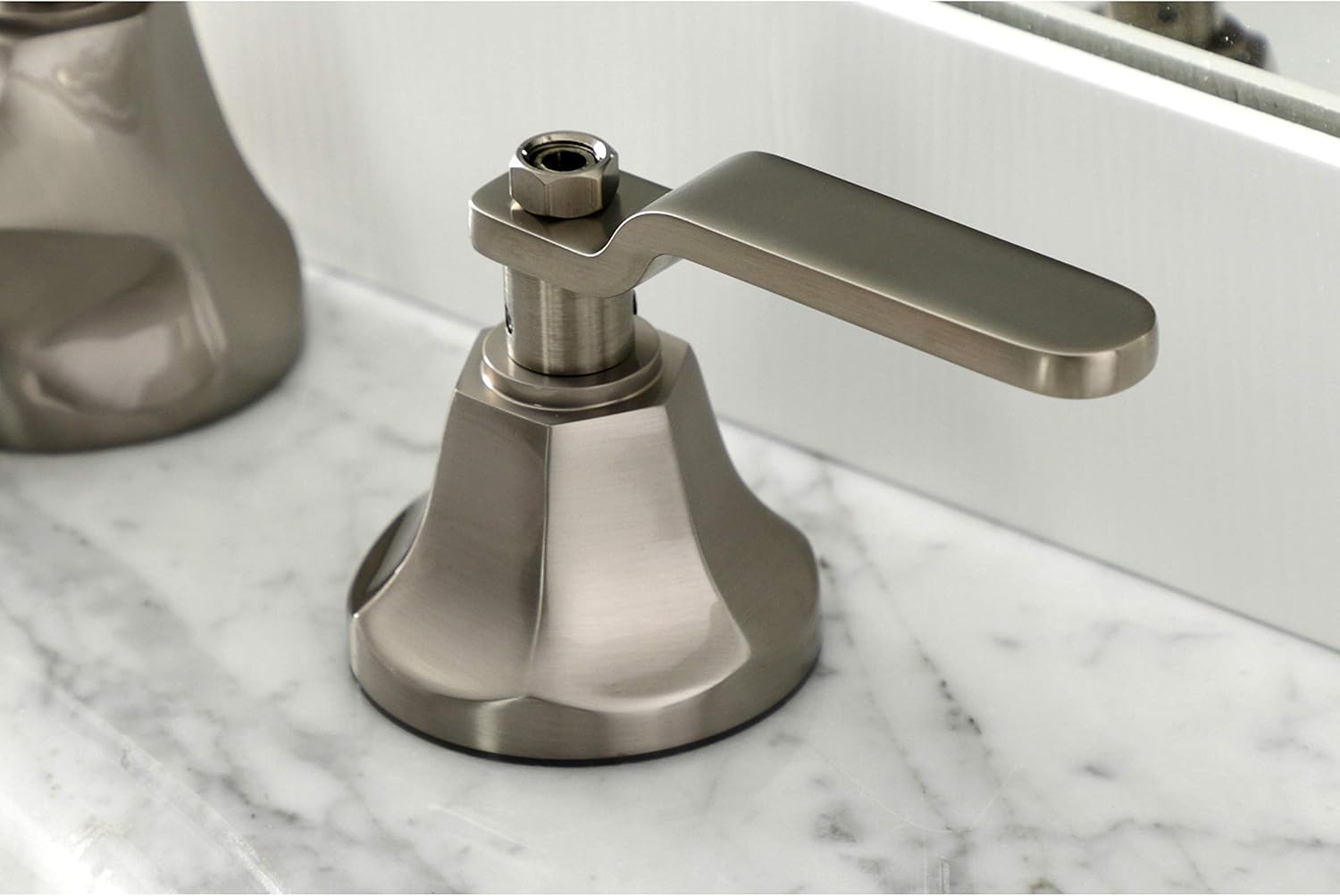 Kingston Brass KS4468KL Whitaker Widespread Bathroom Faucet with Brass Pop-Up, Brushed Nickel
