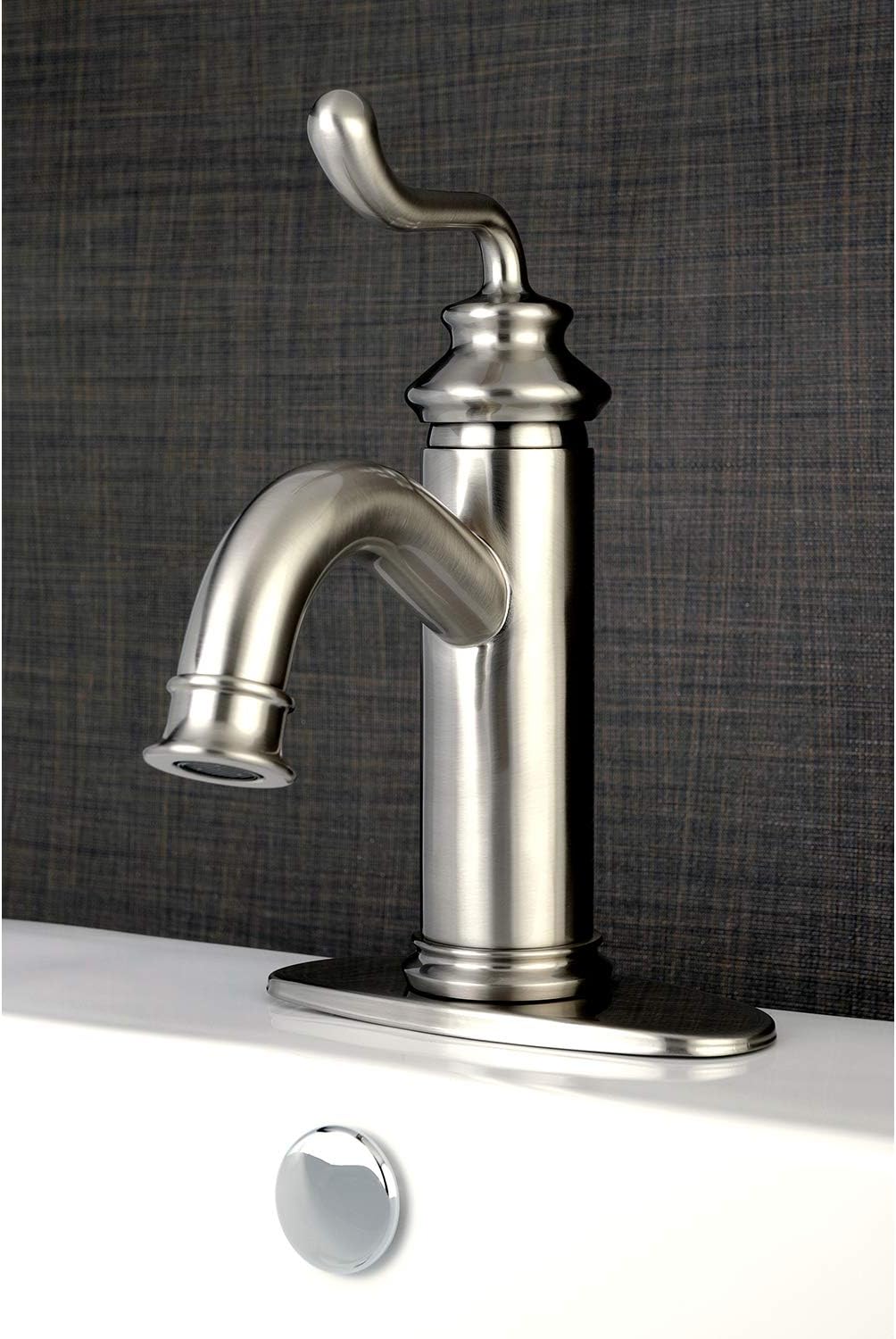 Fauceture LS5418RL Royale Single-Handle Bathroom Faucet with Push Pop-Up, Brushed Nickel