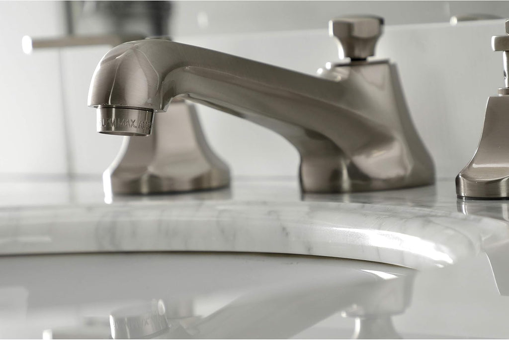 Kingston Brass KS4468KL Whitaker Widespread Bathroom Faucet with Brass Pop-Up, Brushed Nickel