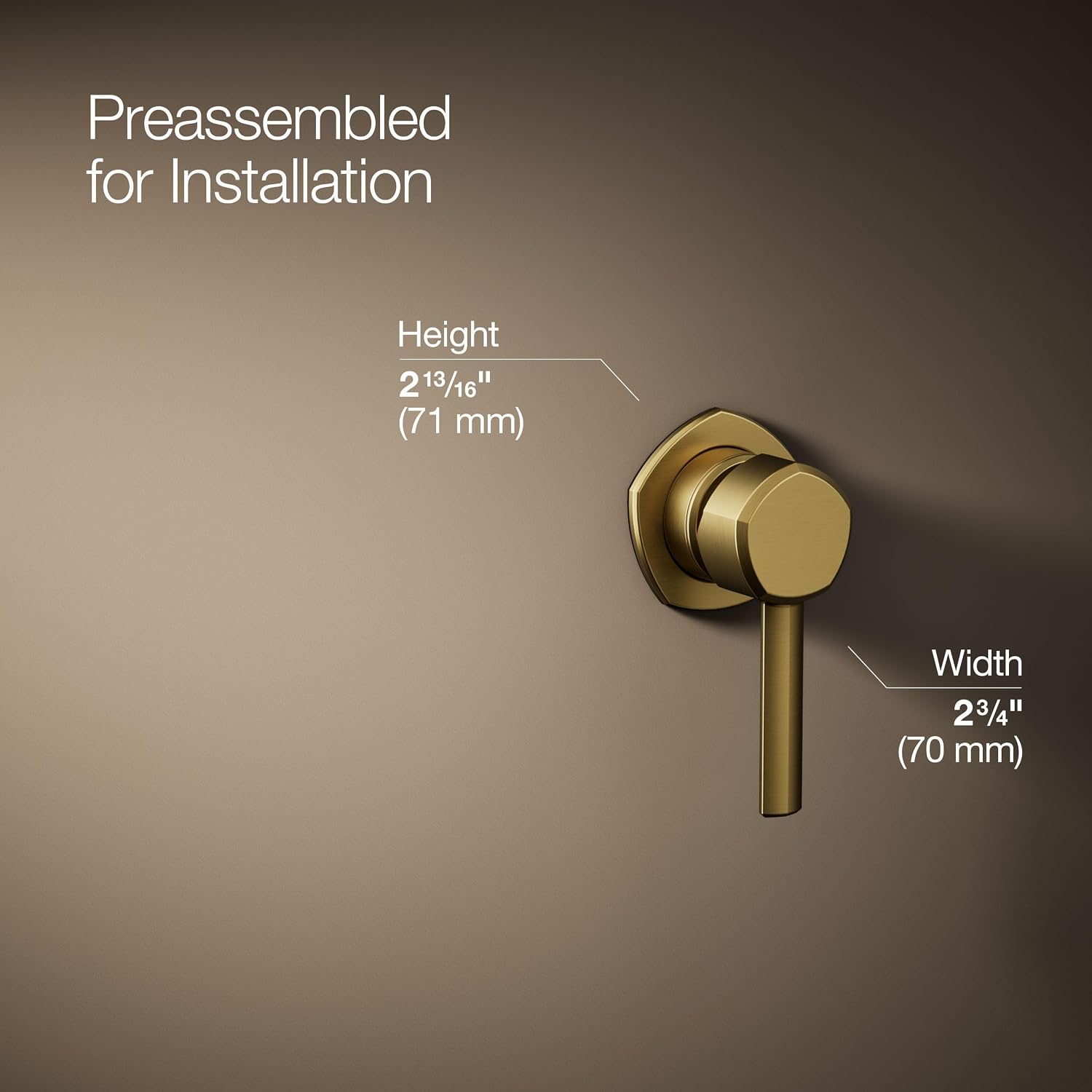 KOHLER K-27012-4-2MB Occasion Wall-Mount Bathroom Sink Faucet Handle, Premium Durable Metal, Corrosion Resistant, Vibrant Brushed Moderne Brass