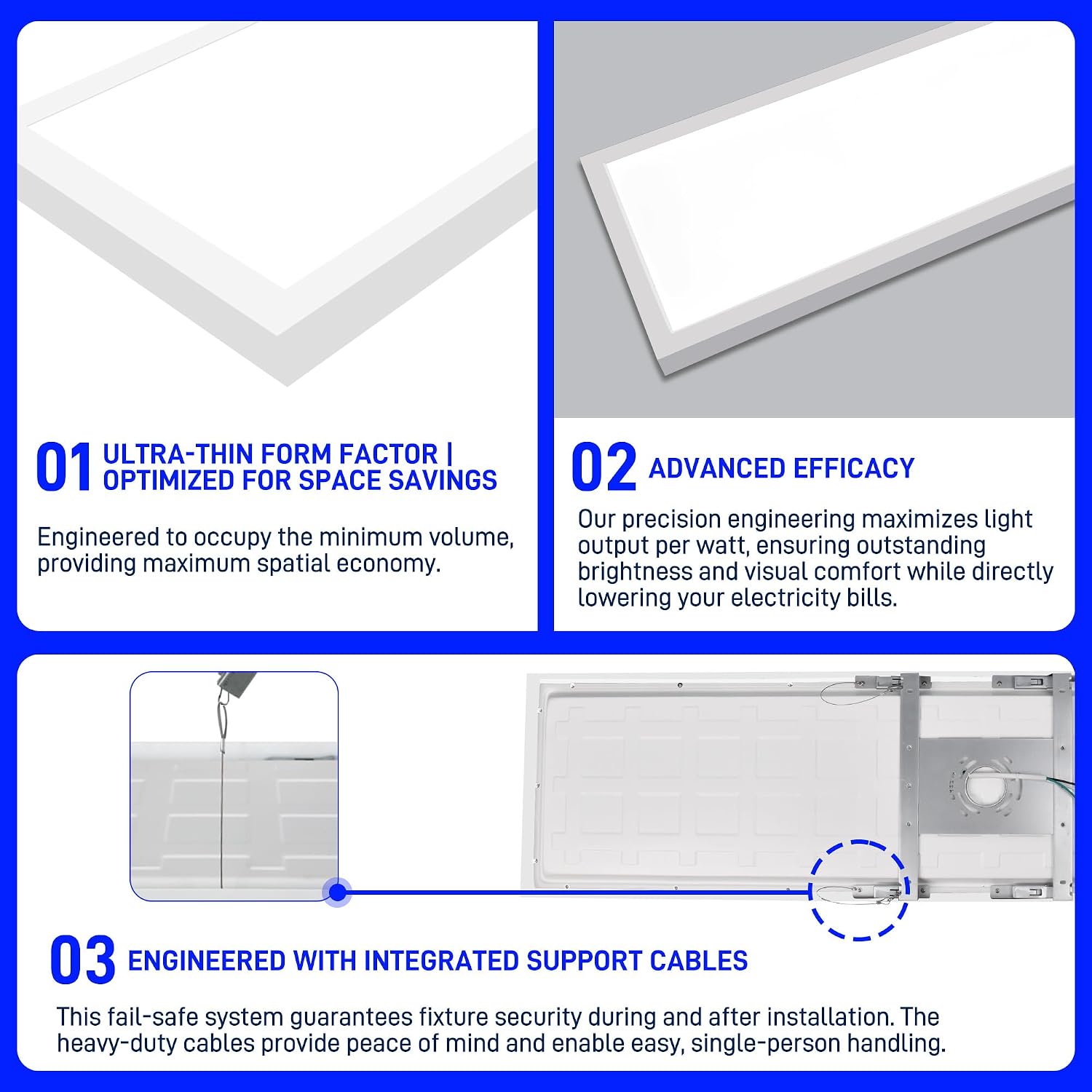 hykolity 1x4 LED Flat Panel Light,4800lm 48W Dimmable Edge-Lit Ceiling Fixture,3CCT 3000K/4000K/5000K,Built-in Driver,Surface Flush Mount Light for Kitchen,Garage,Office,Laundry Room,Workshop,2 Pack