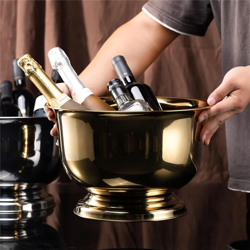 Ice Buckets for Parties, Luxurious Large Stainless Steel Champagne Bucket with Tall Stand
