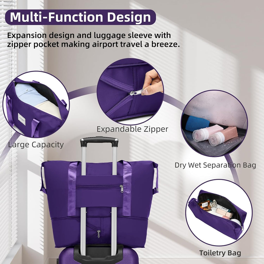 LARVENDER Luggage Sets 6 Piece Hardshell Expandable Suitcases with Spinner Wheels TSA Lock, Lightweight ABS Travel Carry On Suitcase Set for Women, Grape Purple