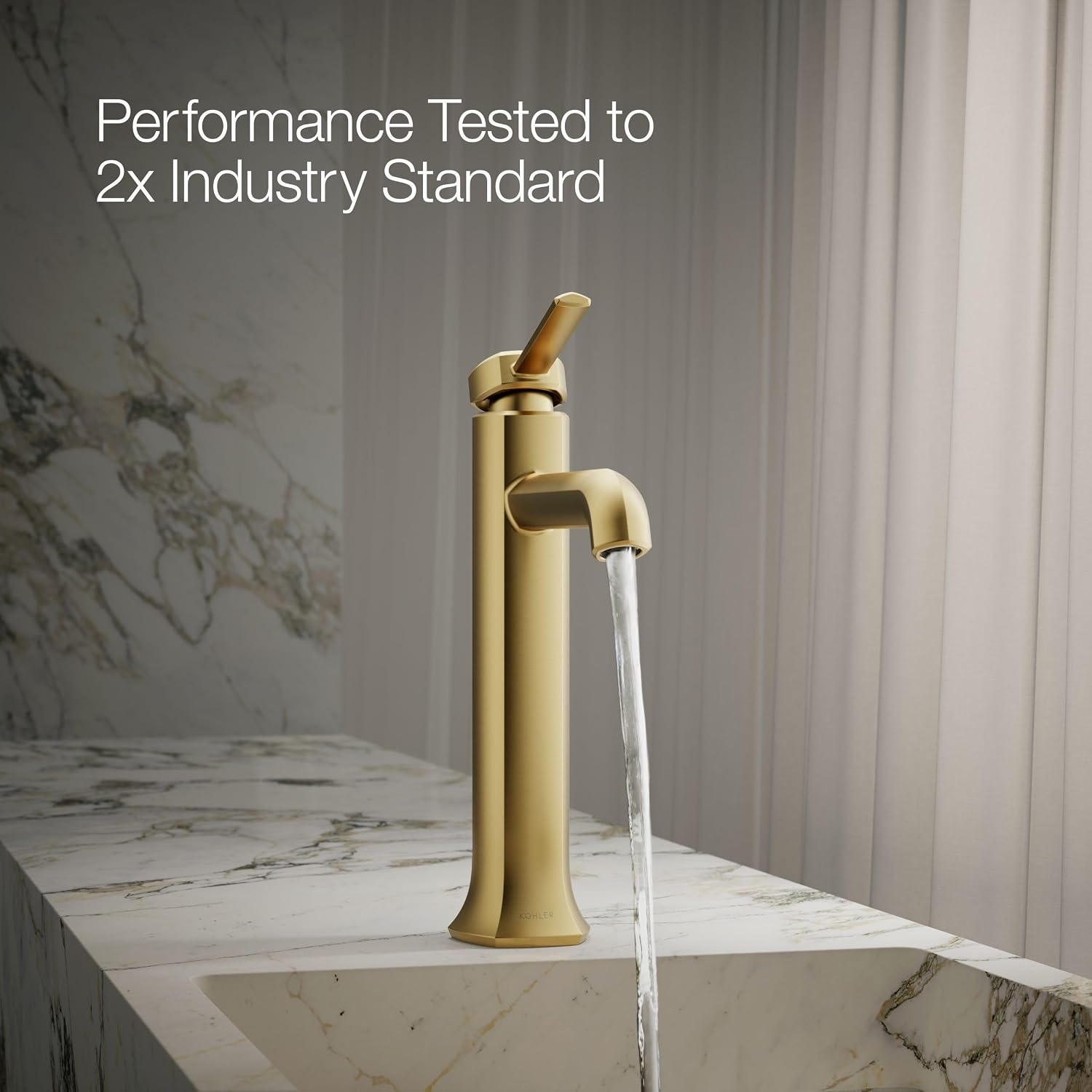Kohler 27003-4-2MB Occasion® Tall Single-Handle Bathroom Sink Faucet, 1.2 gpm, Vibrant Brushed Moderne Brass