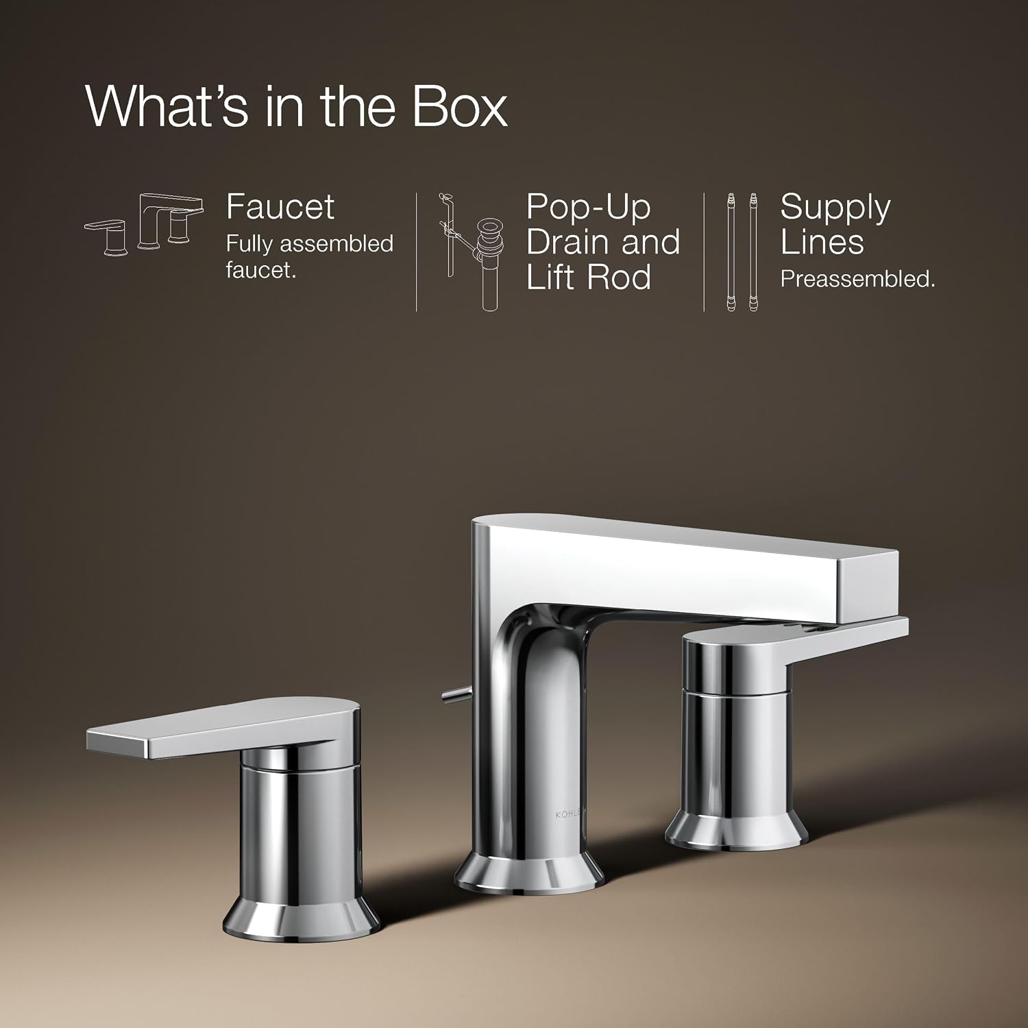 Kohler 97100-4-CP Taut® Widespread Bathroom Sink Faucet, 1.2 gpm, Polished Chrome