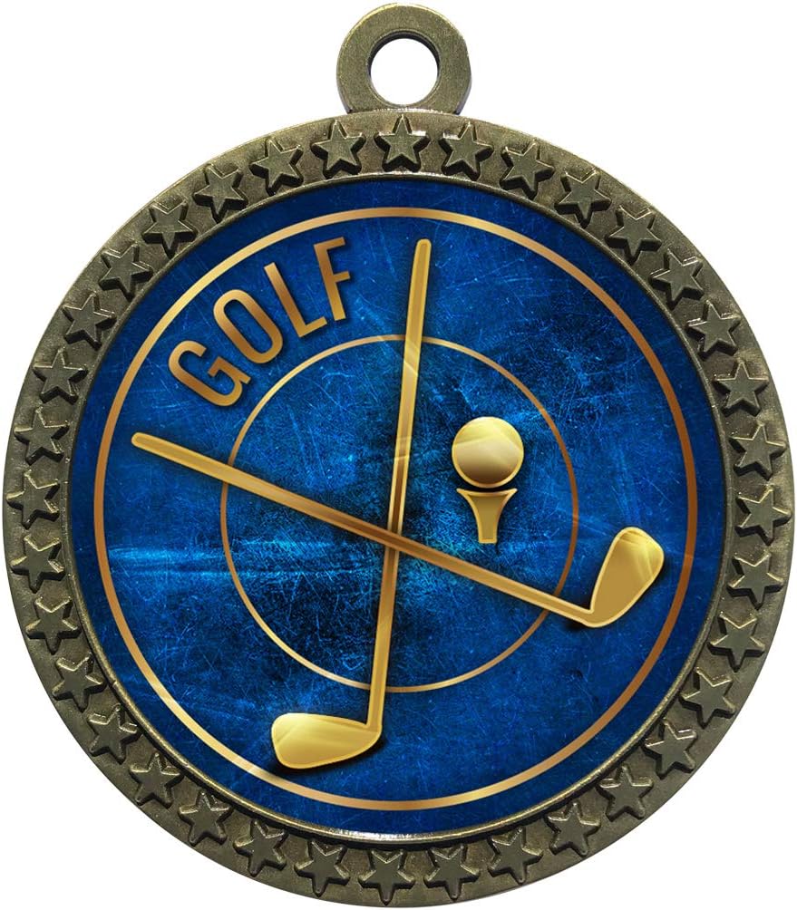 Express Medals 1 to 50 Packs Golf Gold Medal Trophy Award with Neck Ribbon D212-EG30
