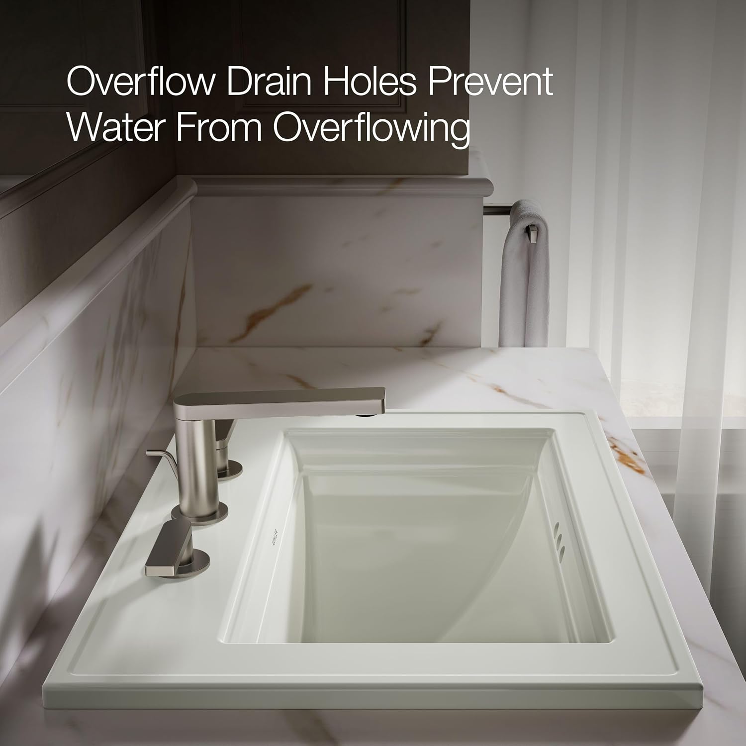 Kohler 2337-8-96 Memoirs® Stately 22-3/4' rectangular drop-in bathroom sink, Biscuit