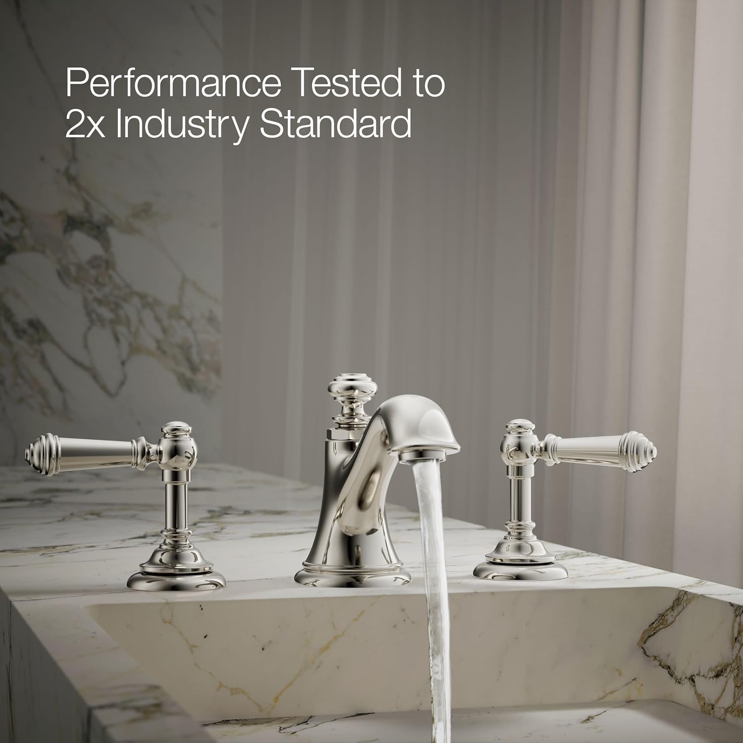 Kohler K-98068-4-SN Artifacts Bathroom Sink Lever Handles, Less Spout, Vibrant Polished Nickel, One Size