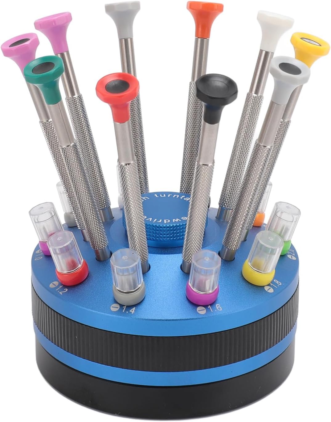 10pcs Watchmaker Screwdriver Set with 20 Extra Replace Heads, Precision Screwdriver Kit for Jewelers, Different Sizes Flat and Cross Heads for Watch Repair, Eyeglasses, Jewelry Mak (Blue)