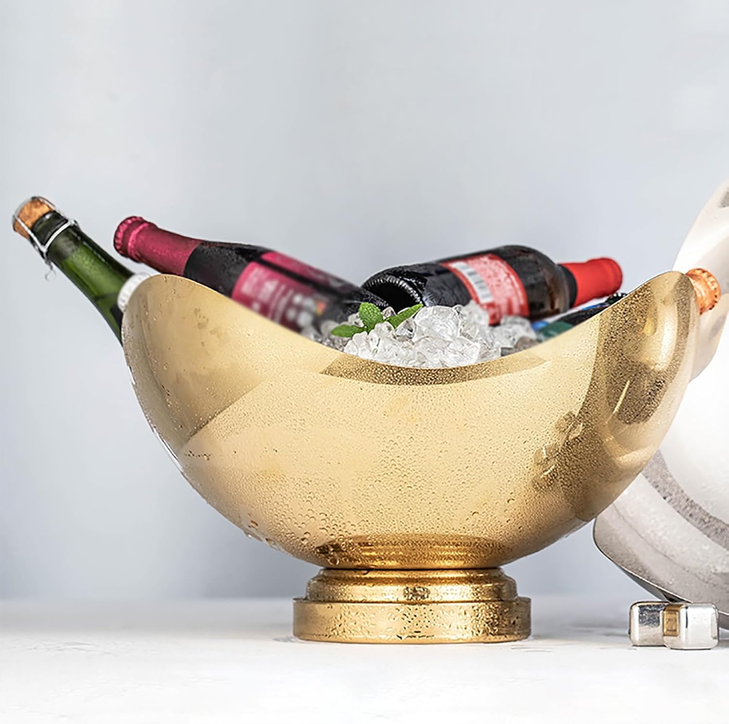 Champagne Bucket, Ice Buckets for Parties, Beer and Cocktail Chiller, Large Capacity, for Home, Bar and Restaurant(Silver)