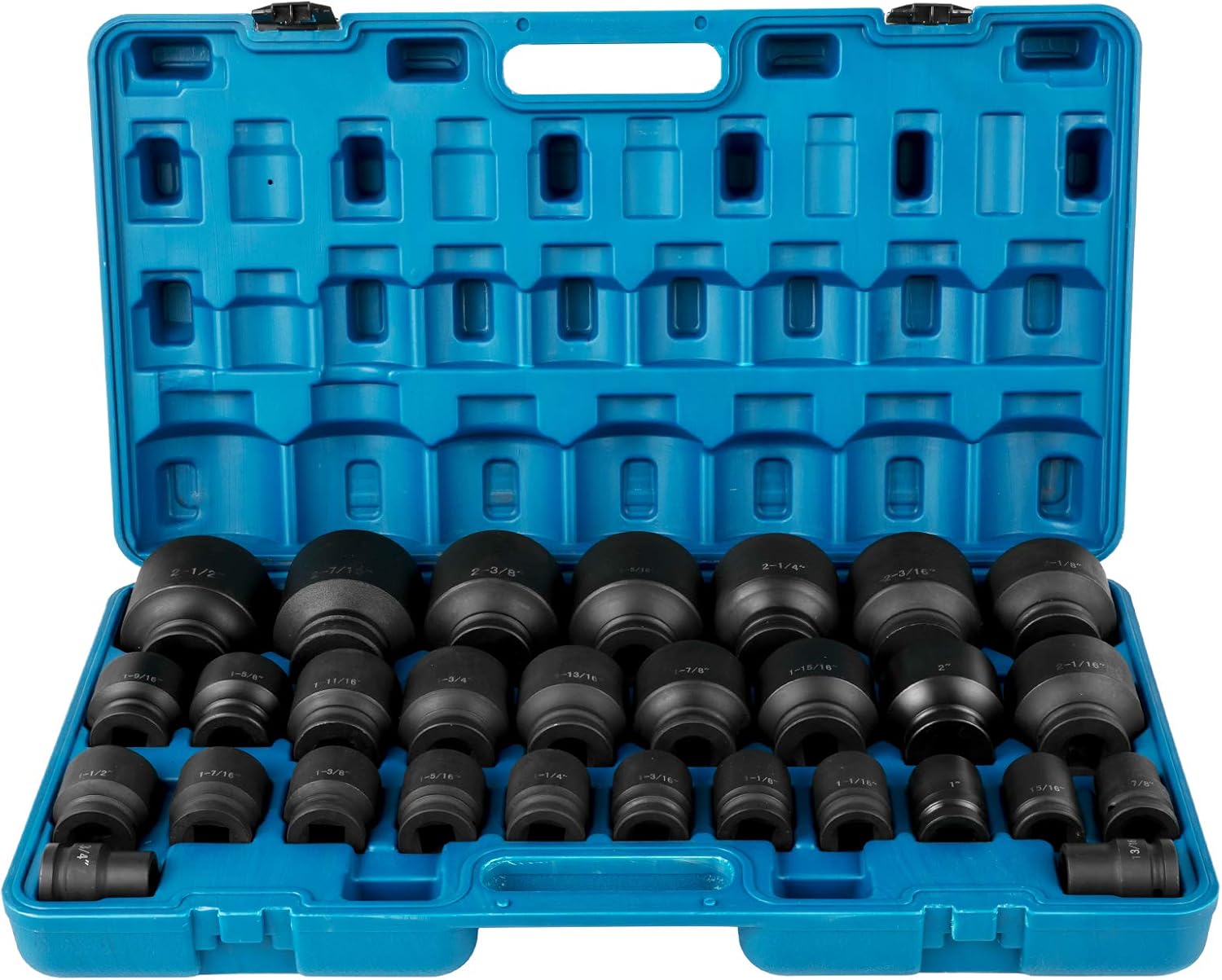 VEVOR Impact Socket Set 3/4 Inches 29 Piece Impact Sockets, 6-Point Sockets, Rugged Construction, CR-M0 & EZRED 3/4' Drive Extendable Ratchet with Reinforced Steel Telsecoping Locking Shaft