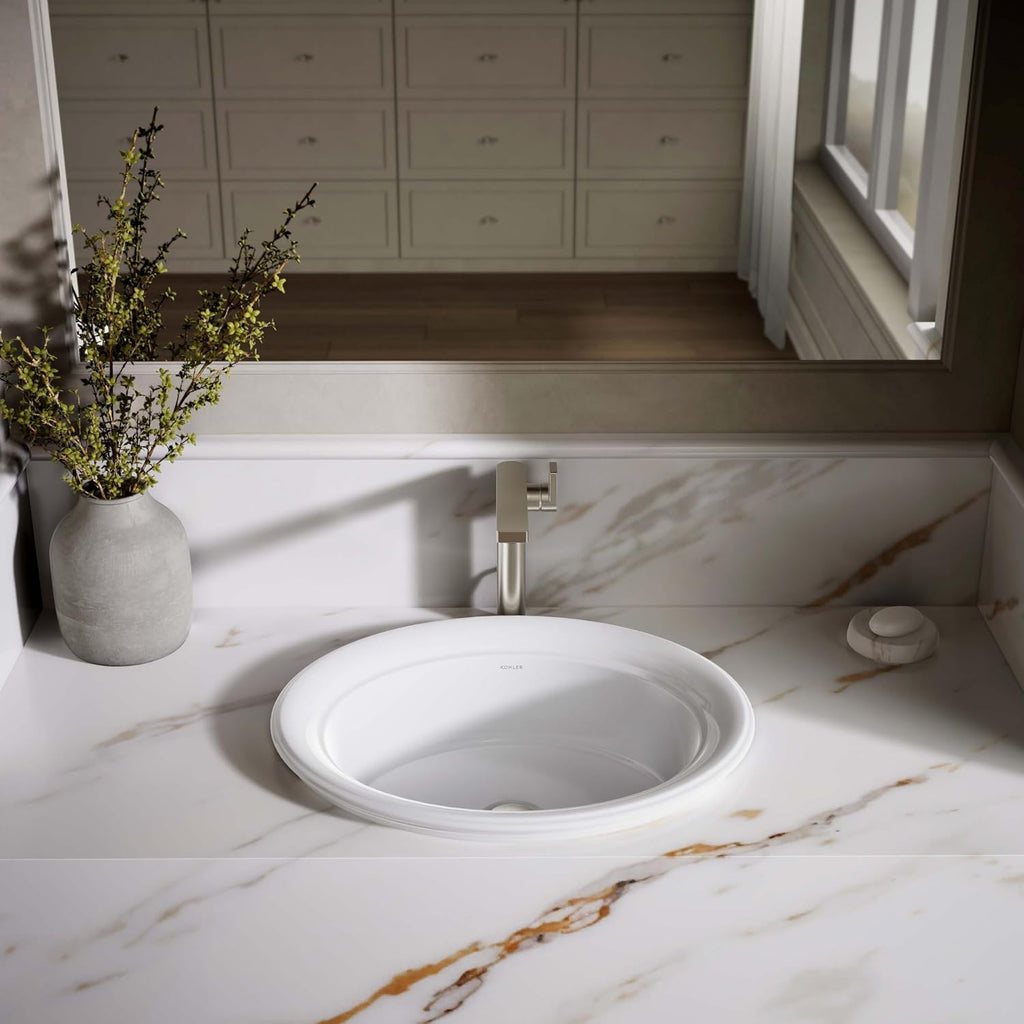 Kohler K-21780-0 Artifacts 21' Oval Drop-in Bathroom Sink, White