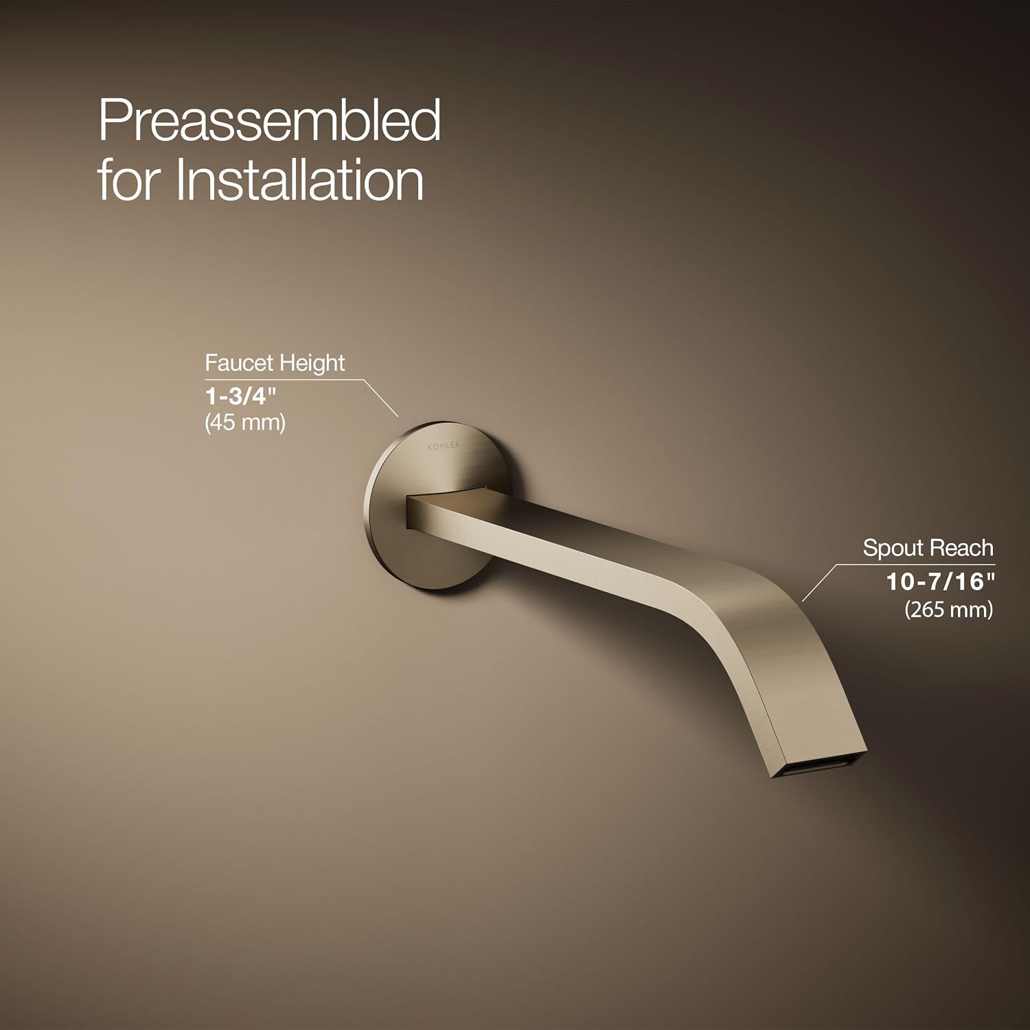 KOHLER K- T23888-BV COMPONENTS® WM LAV SPOUT TRIM - RIBBON, Vibrant Brushed Bronze