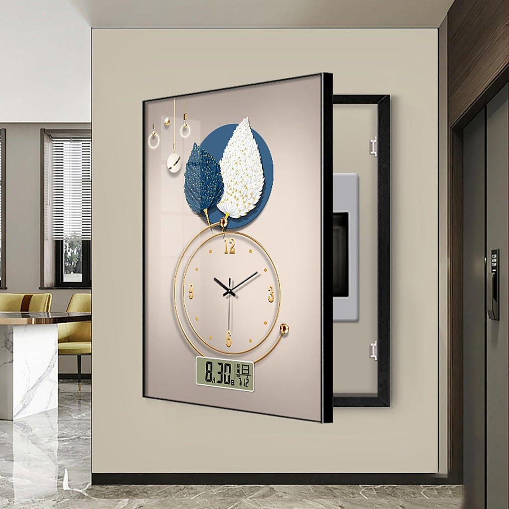 Circuit Breaker Box Cover, Electric Meter Decorative Painting with Clock, Hidden Electrical Panel Cover Decoration for Office, Home, Shopping Mall(Color 5,60 * 80cm/23.6 * 31.5in)