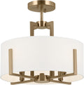 Kichler Malen 4-Light Semi Flush Mount Ceiling Light Fixture, Modern Convertible Semi-Flush or Pendant Light with Fabric Shade in Champagne Bronze, Bedroom or Hallway, (15' Dia x 14.25' H), 52591CPZ
