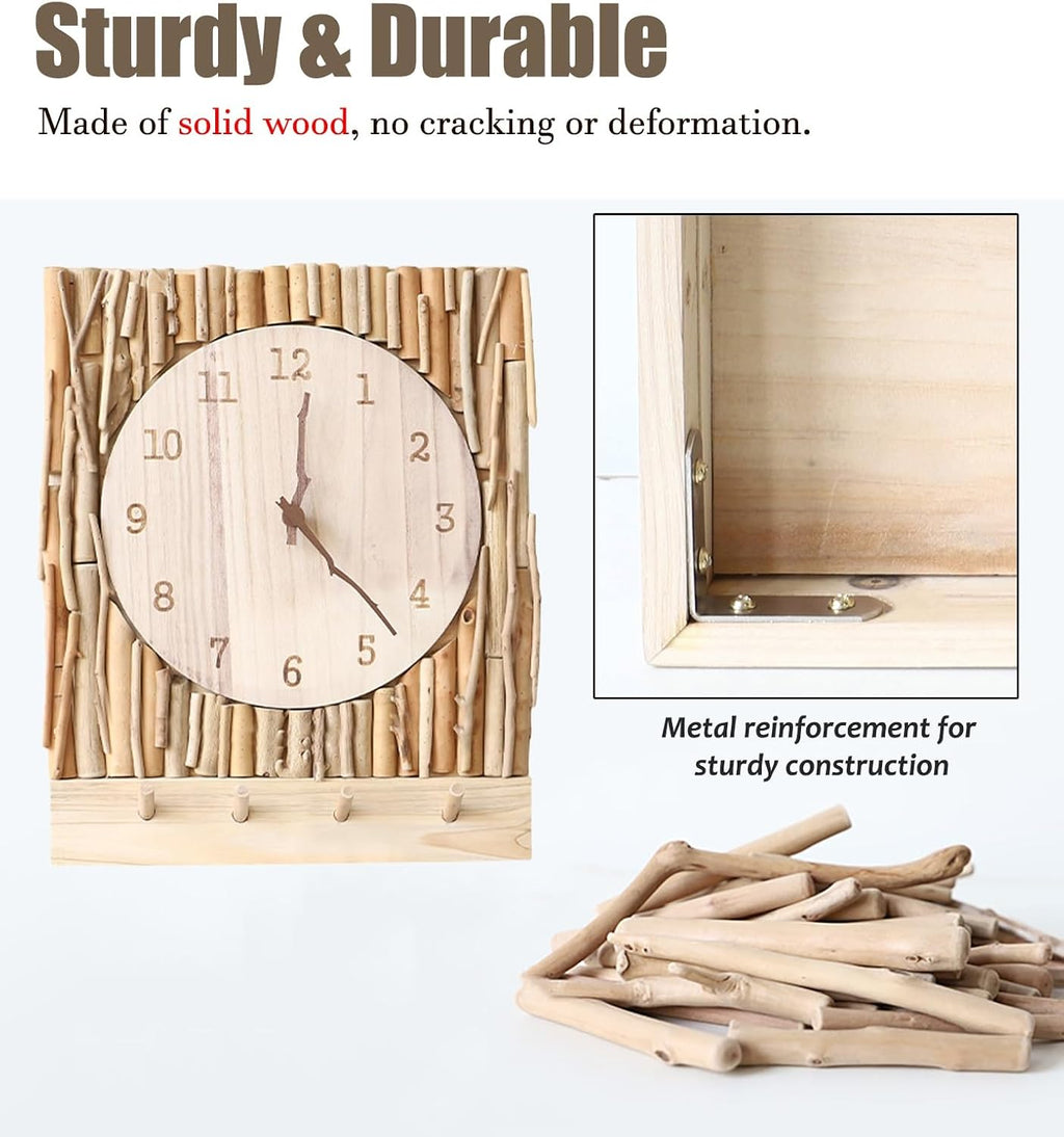 Electrical Panel Cover Wood Fuse Box Cover Cabinet Decorative, Retro Clock Breaker Box Cover Panel with Hook, Easy-to-Install Meter Box Cover for Home Office Dorm(WXH-60 x 50CM(23.6 x 19.7))