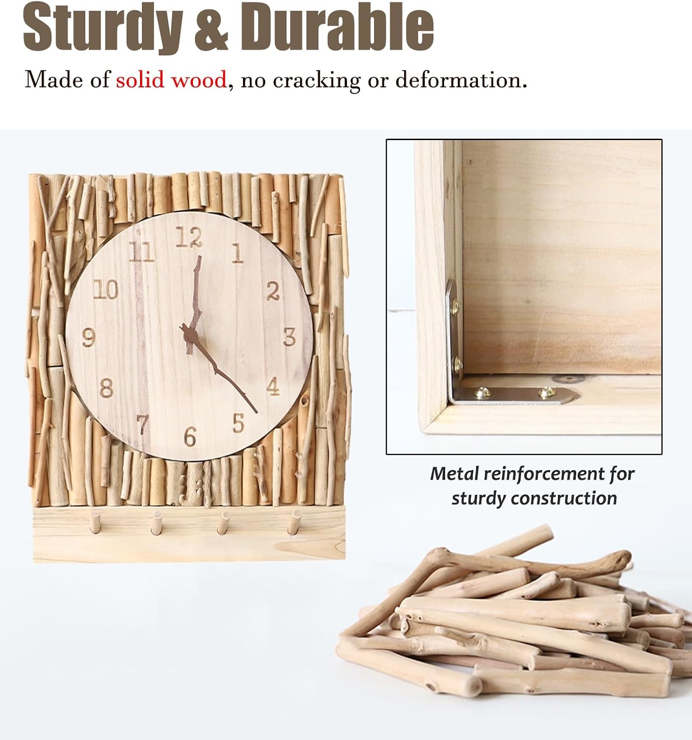 Electrical Panel Cover Wood Fuse Box Cover Cabinet Decorative, Retro Clock Breaker Box Cover Panel with Hook, Easy-to-Install Meter Box Cover for Home Office Dorm(WXH-40 x 30CM(15.7 x 11.8))