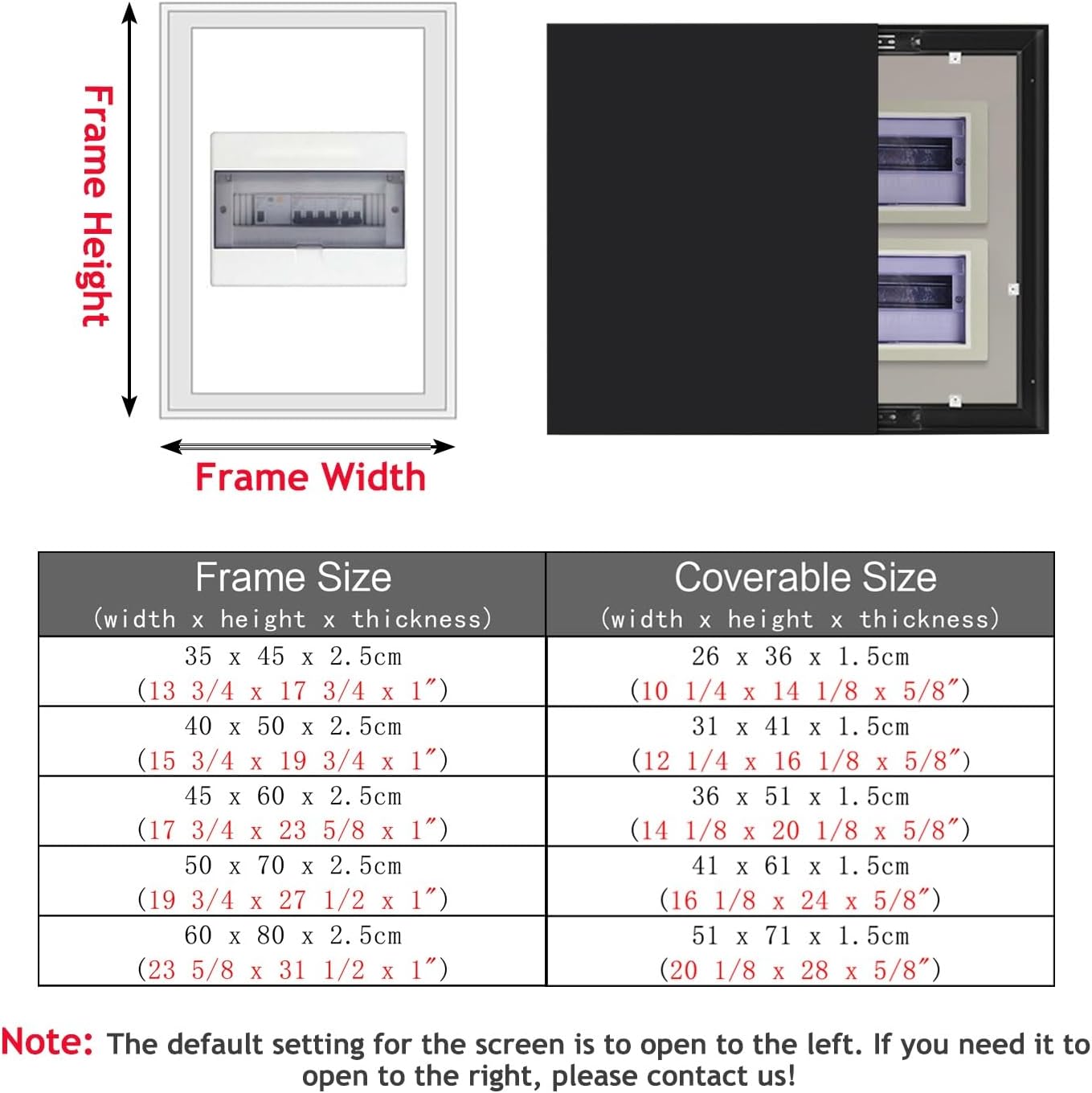 Electrical Panel Cover Sliding Electric Meter Box Cover, Wall Mounted Breaker Box Home, Decorative Electrical Panel Cover, Aluminum Frame + Tempered Glass Screen(Black2,WXL-40 x 50CM-15.7X19.7')