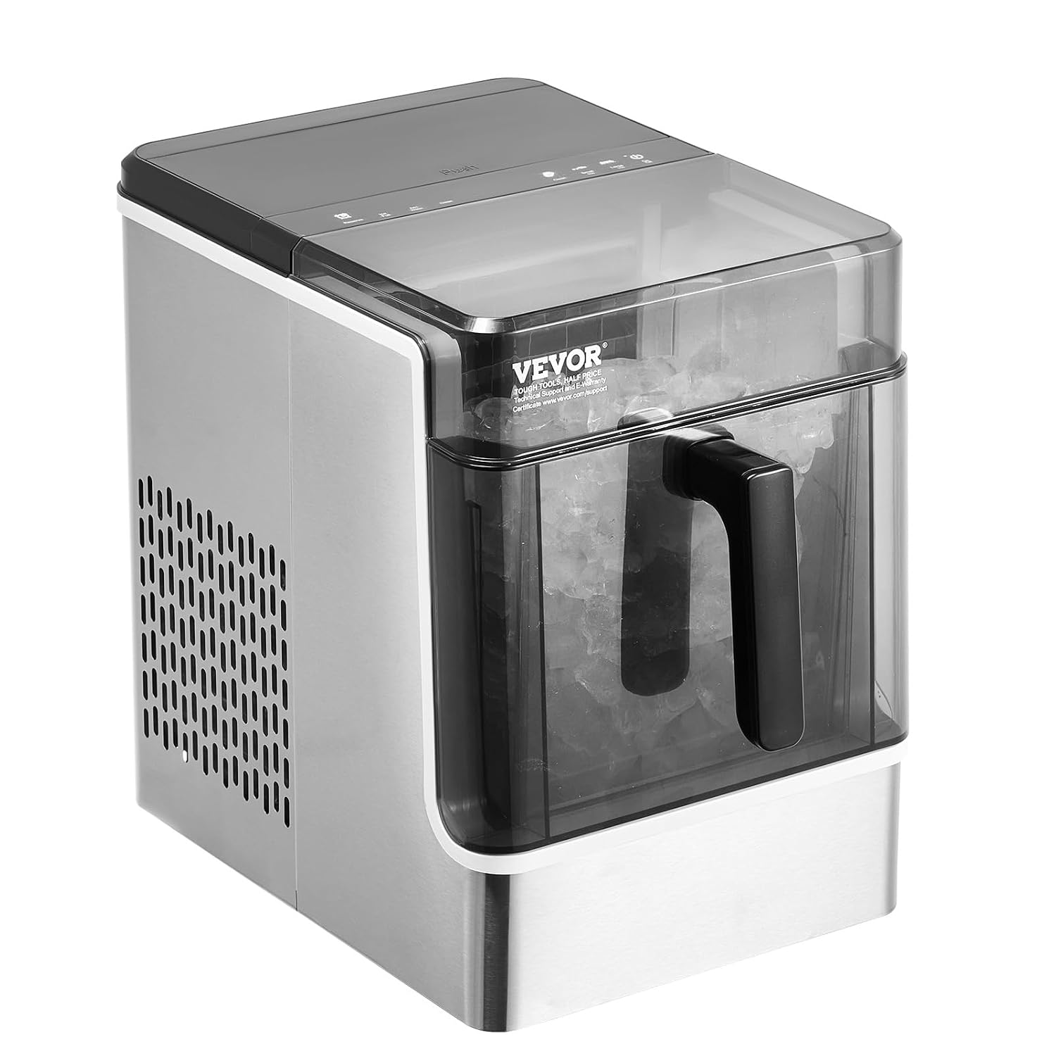VEVOR Countertop Ice Maker, 32 Cubes Ready in 15 Mins, 46lbs in 24Hrs, Self-Cleaning Portable Ice Maker with Convenient Ice Transfer, Ice Machine with 2 Sizes Ice Cube for Home Kitchen Office Party