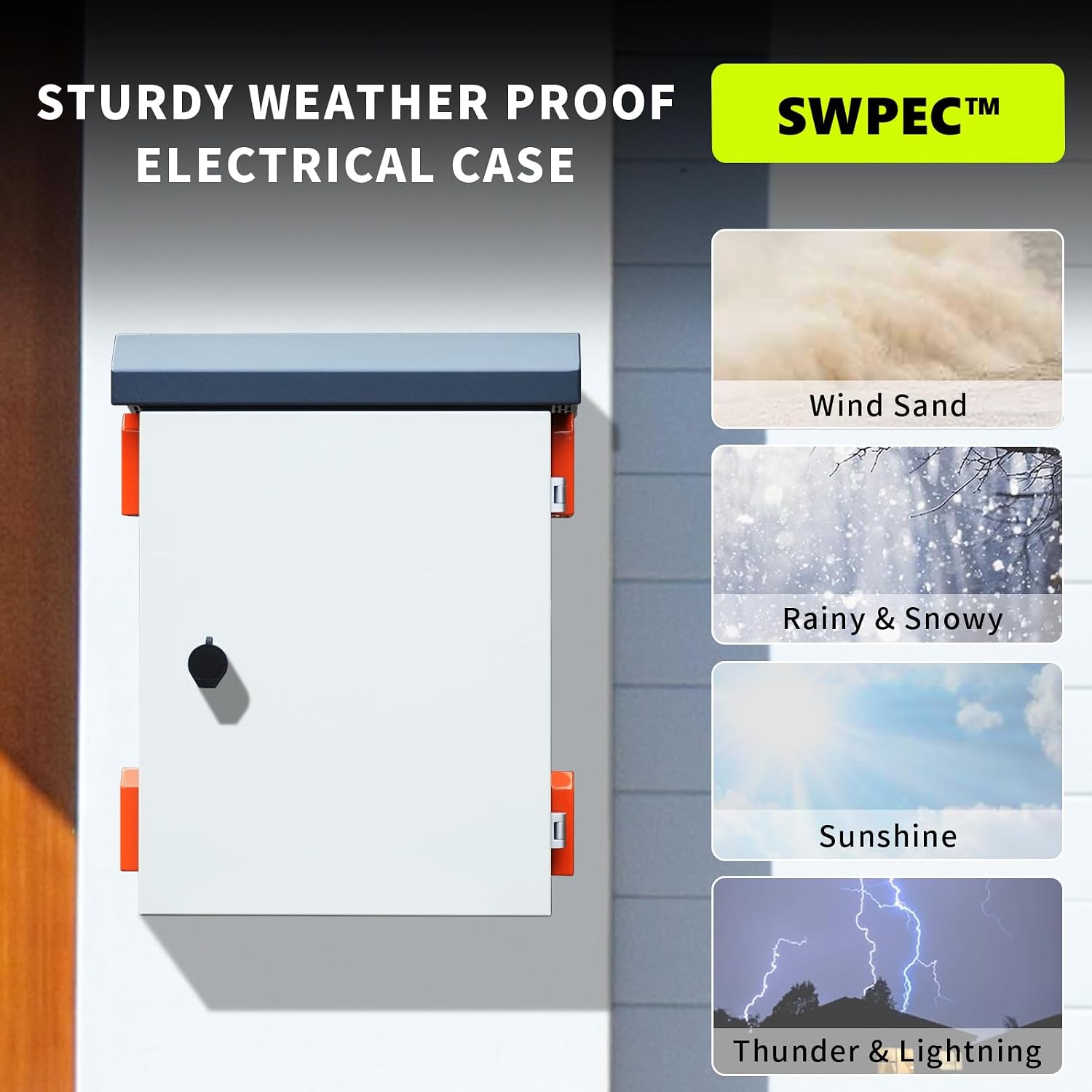 Outdoor Electrical Enclosure Nema Box with Rain Hood Weatherproof Box for Electronics Junction Box with Fan Vented, Electrical Cabinet with Mounting Track Hole in Back 16X20X8