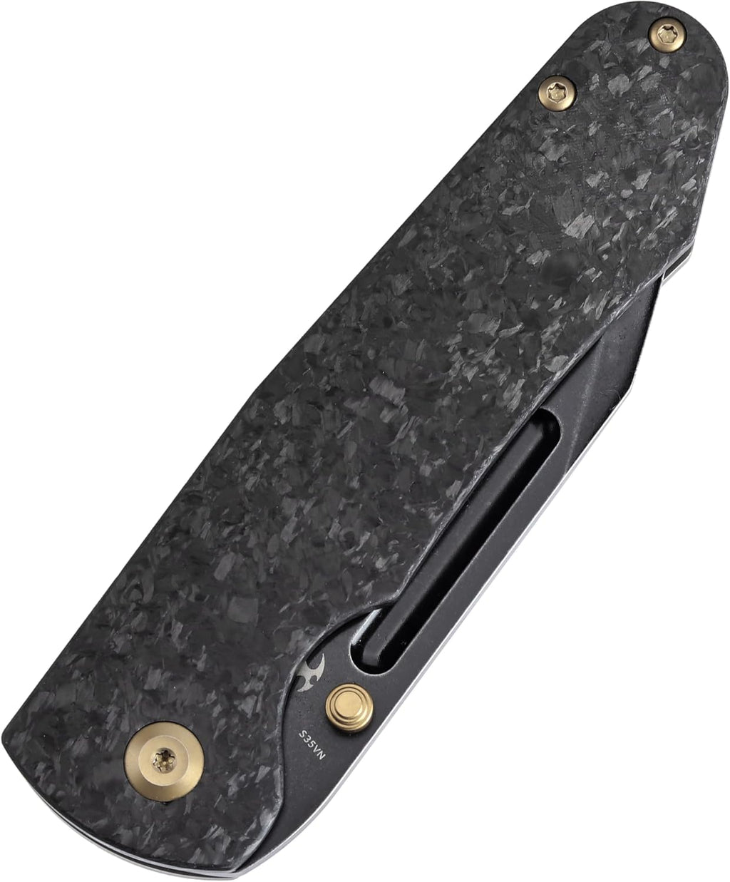 KANSEPT Superhawk Pocket Knives, 3.89'' Blackwash CPM S35VN Steel Sharp Blade, Titanium and Shred Carbon Fiber Handle, Thumb Stud for Edc and Outdoor, 9.03'' Camping Folding Hiking Knive K1084B2
