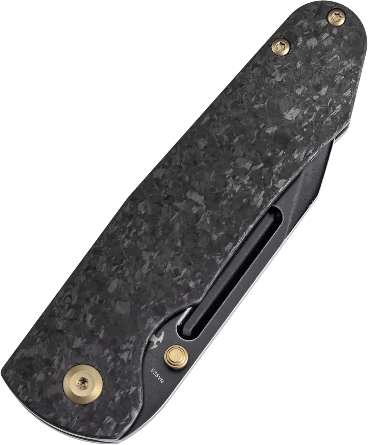 KANSEPT Superhawk Pocket Knives, 3.89'' Blackwash CPM S35VN Steel Sharp Blade, Titanium and Shred Carbon Fiber Handle, Thumb Stud for Edc and Outdoor, 9.03'' Camping Folding Hiking Knive K1084B2
