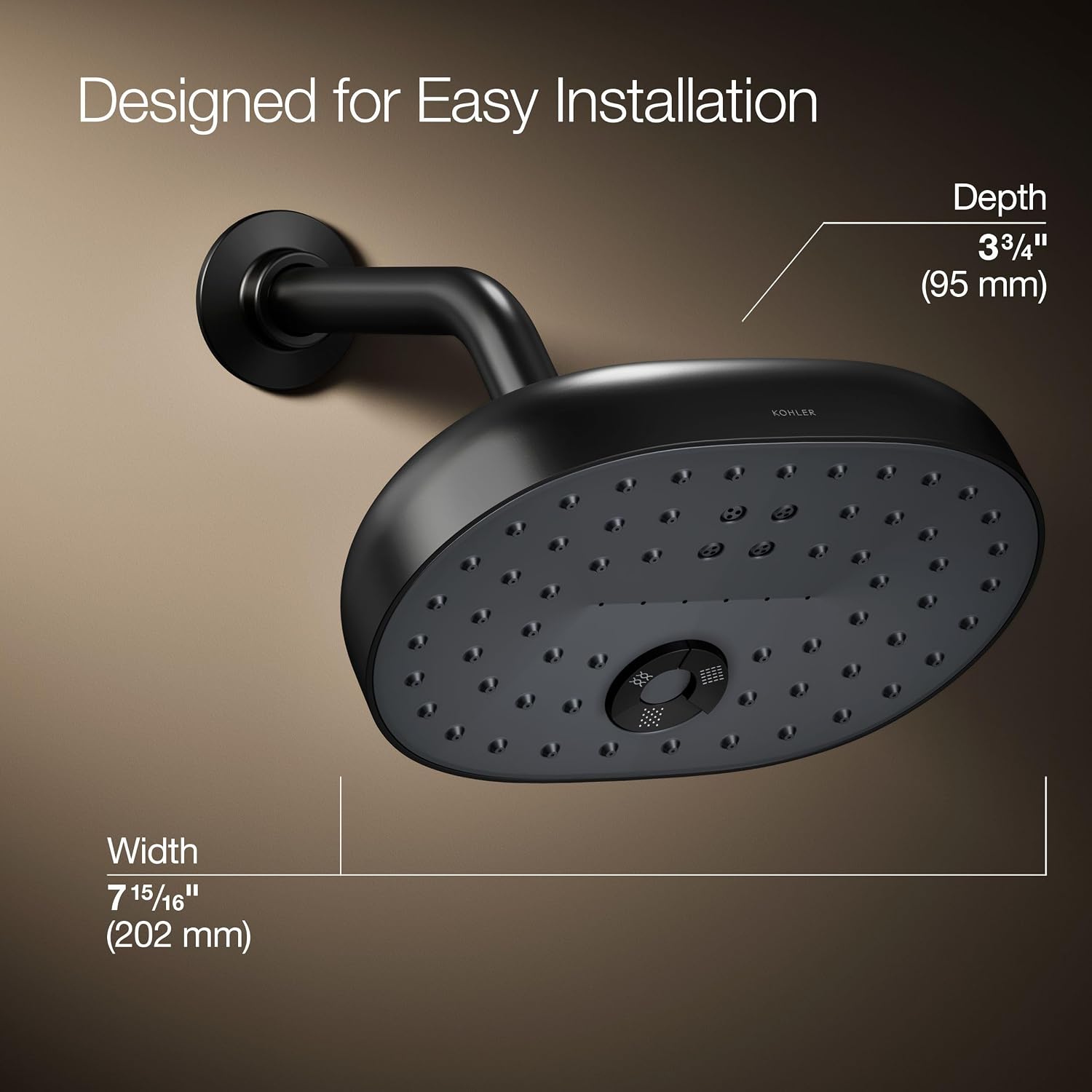 Kohler 26290-BL Statement® Three-function showerhead, 2.5 gpm, Matte Black