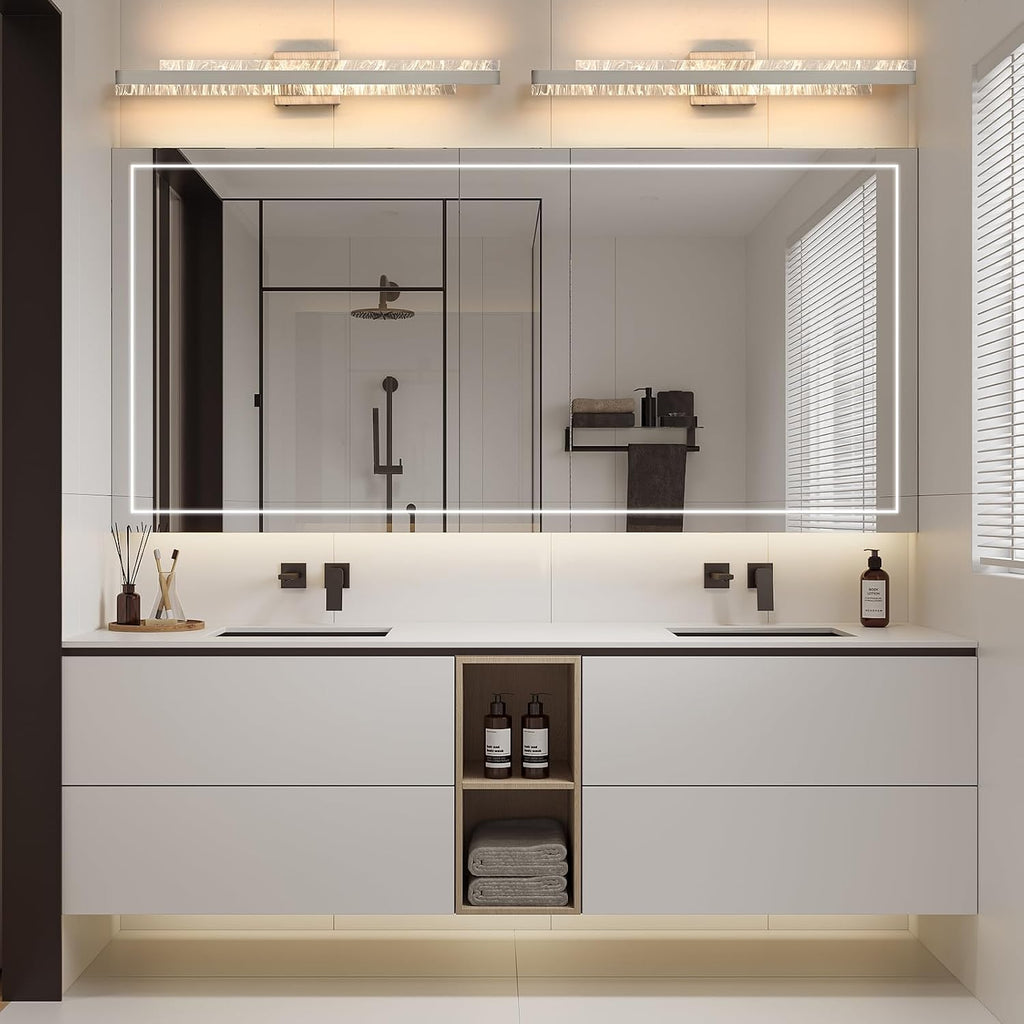 Modern Bathroom Vanity Light: Brushed Nickel 32 inch 28W Dimmable LED Bath Bar Light Fixtures Over Mirror - Wall Sconce Picture Lights for Powder Room Bedroom 3000k