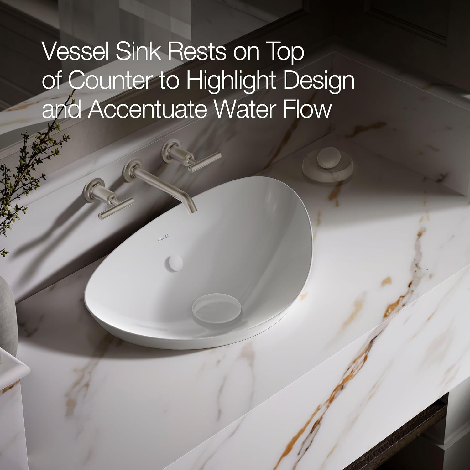 Kohler 20704-0 Veil™ 21' oval vessel bathroom sink, White