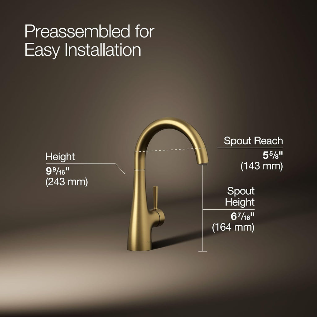 Kohler 26368-2MB Transitional Beverage Faucet, Vibrant Brushed Moderne Brass