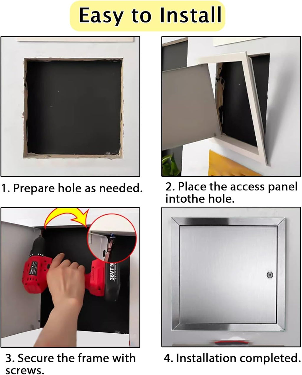 Kunovo Small Stainless Steel Access Panel, Lockable Inspection Cover with Keys, Electrical and Plumbing Service Shaft Door, Wall Inspection Hatch(24x24in/60x60cm)