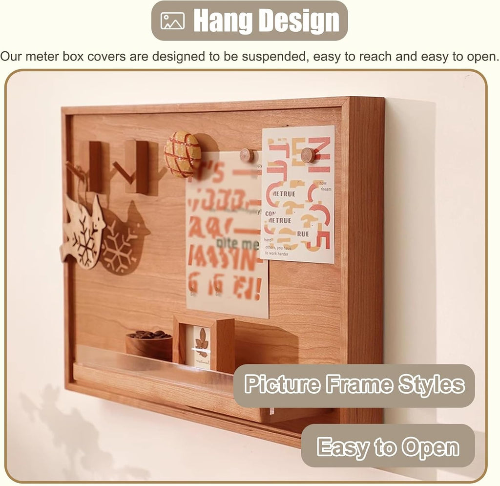 Wooden Meter Box Cover Indoor, Magnetic Circuit Breaker Box Cover for Decorative Wall, Shelf Electrical Panel Cover for Consumer Distribution Box(Walnut,40x50cm(15 3/4x19 3/4'))