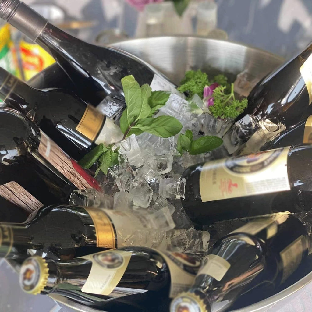 Ice Bucket Metal Ice Bucket Large Stainless Steel Ice Basin Ice Bucket Gold Suitable for Barbecue Party Bar Club Restaurant Hotel Etc. Keeps Ice Cold & Dry