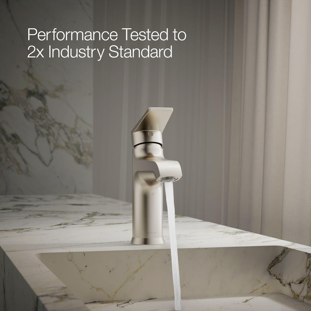 KOHLER K-37894-4-BN Hint® Centerset Bathroom Sink Faucet, Bathroom Faucets for Sink 3-Hole, 1.2 GPM, Vibrant Brushed Nickel