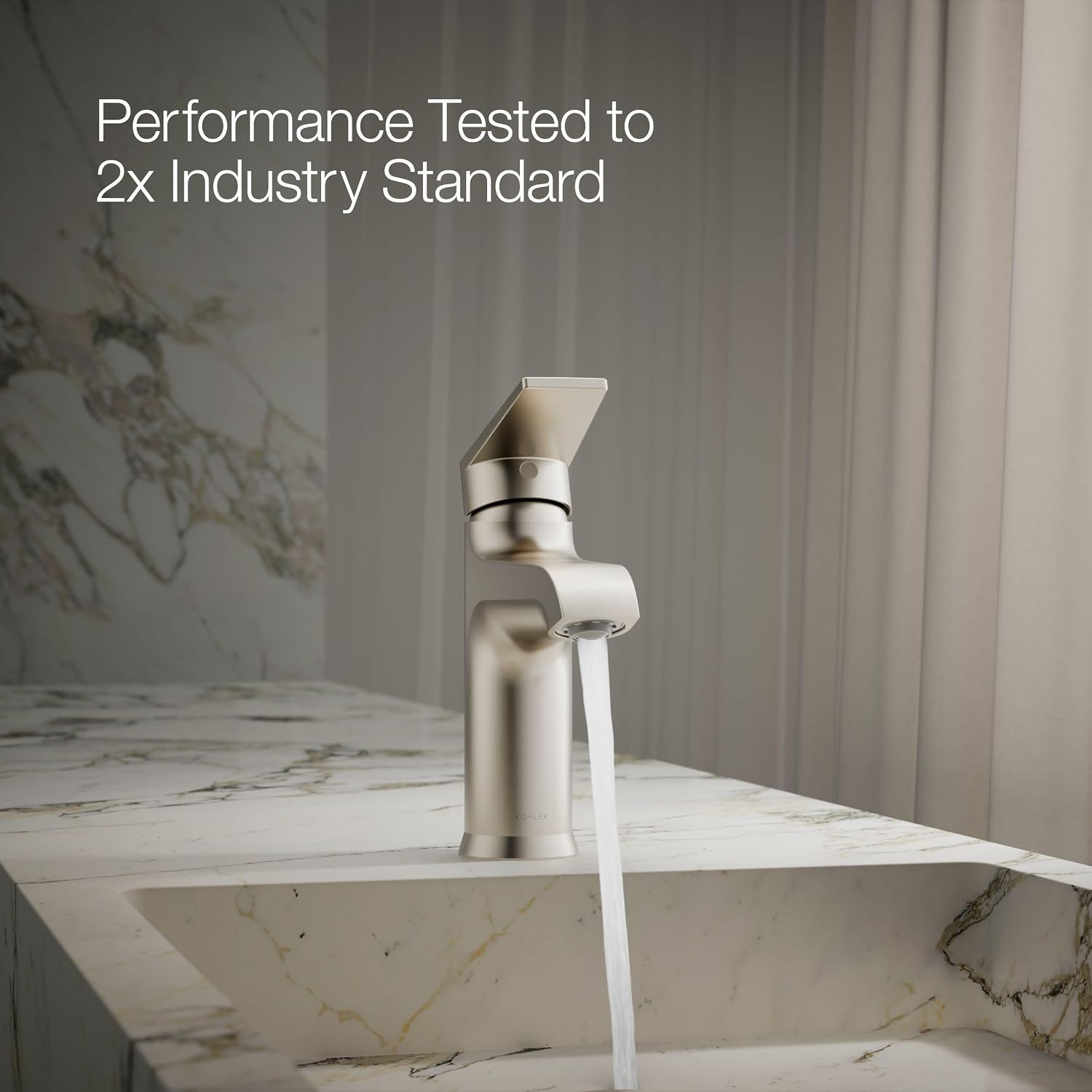 KOHLER K-37894-4-BN Hint® Centerset Bathroom Sink Faucet, Bathroom Faucets for Sink 3-Hole, 1.2 GPM, Vibrant Brushed Nickel