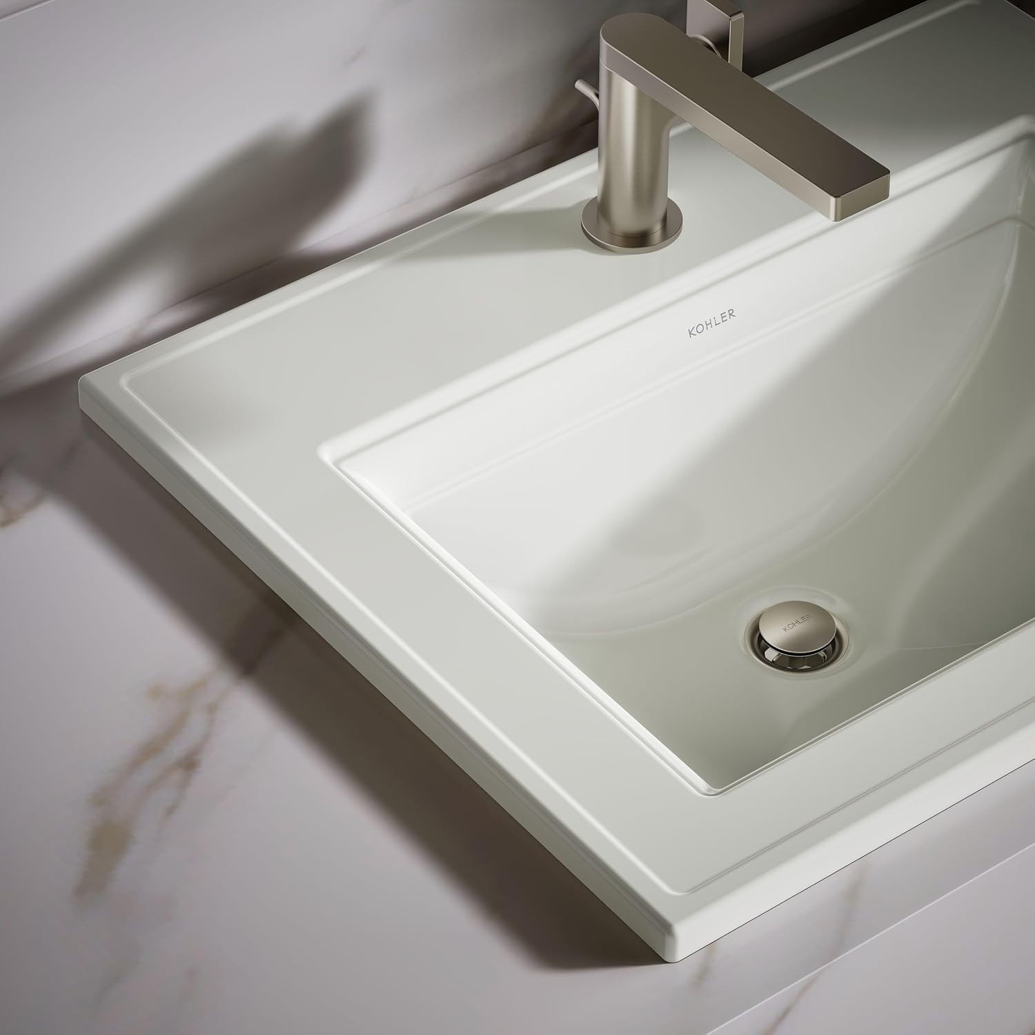 Kohler 2337-1-96 Memoirs® Stately 22-3/4' rectangular drop-in bathroom sink, Biscuit