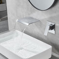 DASAN Wall Mount Waterfall Bathroom Faucet Polished Chrome in Wall Sink Faucet, Single Handle Wall Mounted Modern Faucet for Bathroom with Upgraded Rough in Valve, DA-TFD3CH-NH