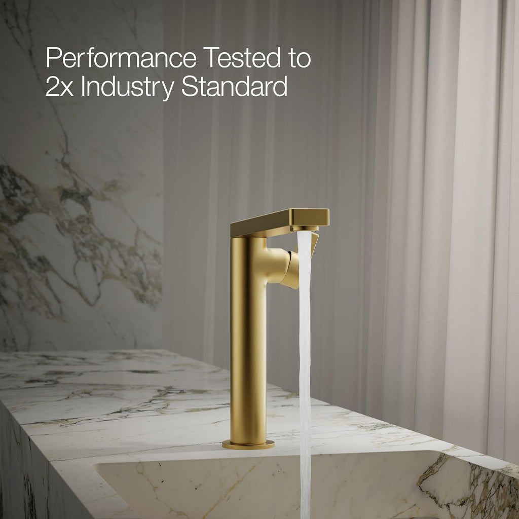Kohler 73168-4-2MB Composed® Tall single-handle bathroom sink faucet with Lever handle, 1.2 gpm, Vibrant Brushed Moderne Brass
