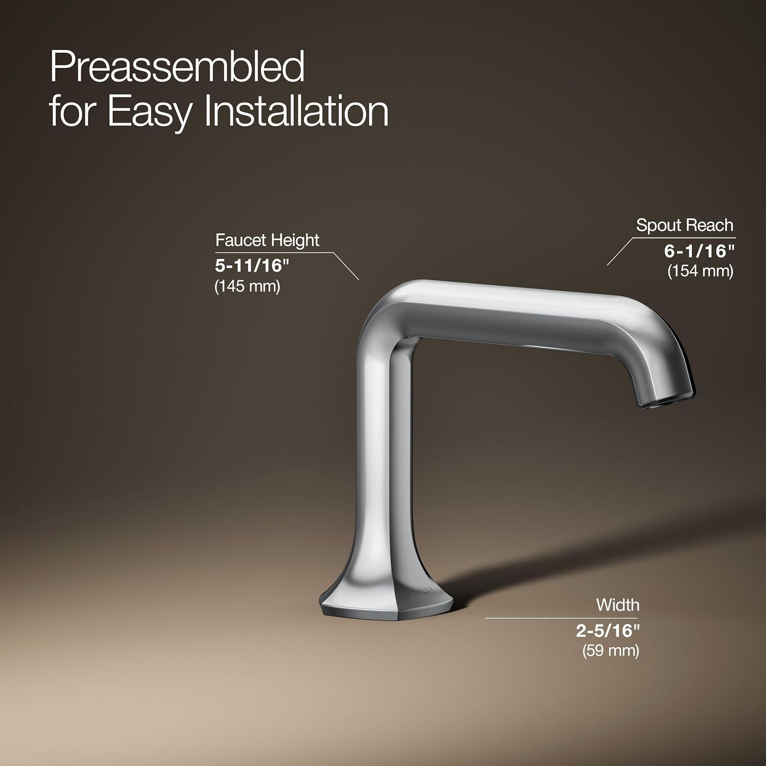 Kohler 27009-CP Occasion® Bathroom Sink Faucet spout with Straight Design, 1.2 gpm, Polished Chrome