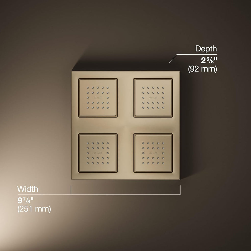 Kohler 98740-BV WaterTile® Rain Overhead shower panel with four 22-nozzle sprayheads, Vibrant Brushed Bronze